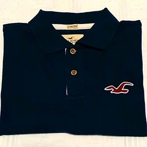 HOLLISTER MEN'S POLO. DEEP NAVY with RED LOGO. VERY NICE USED CONDITION!!